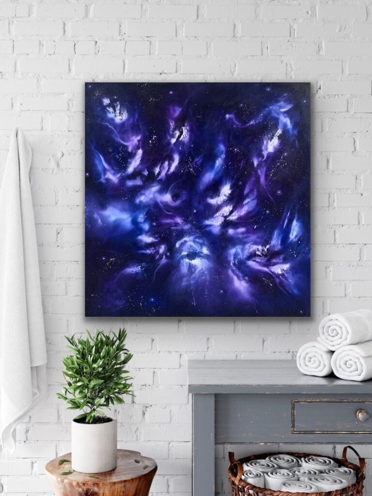 Interstellar , 31.5”X31.5”( 80X80CM) , nebula, space, stars, universe, art canvas painting, art, home painting, colorful art